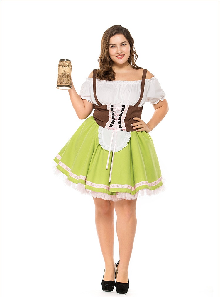 Womens Costume Dress Oktoberfest Dirndl Carnival Bavarian Mini Maid Lace Up